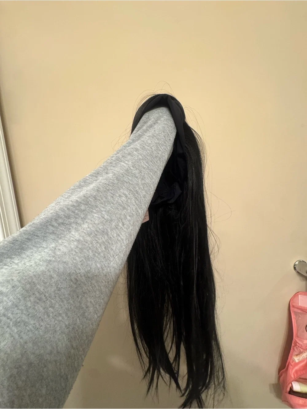 Black Clip-In Hair Hairband Wig - Sleek Long Straight